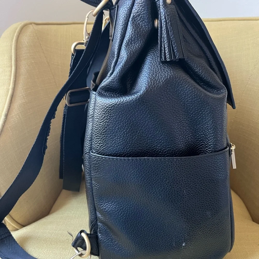 Freshly Picked Black Backpack Diaper Bag with Gold Hardware